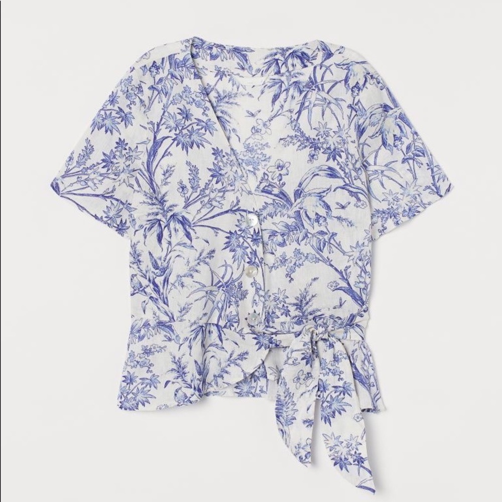 H&M Linen Wrapover Blouse